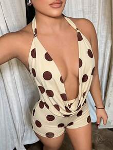 SHEIN SXY 性感動物印花掛脖上衣與超短短褲套裝，多色 - 彩色 - 查看 6