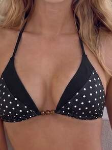 Swim Mod Bikini Segitiga Vintage Sweet & Spicy Girl Musim Semi/Panas 2026, Model Ikat, Dada Kecil, Gaya Seksi Minimalis Kelas Atas, Baju Renang Dua Potong - Hitam dan Putih - View 5