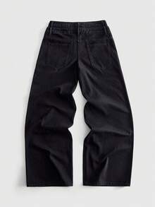 ROMWE MEN Street Life Jeans de mezclilla desgastados decorados con strass para hombre - Negro - Ver 2