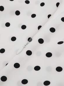 Editum 1件女款優雅黑白波點連身褲，夏季百褶寬腿鬆身連身褲附腰帶，休閒早午餐度假畢業穿搭 - 黑與白 - 查看 11