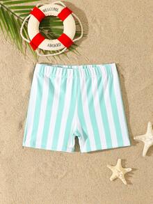Boys' Toddler Vintage Casual Striped Print Pattern Swim Trunks - Mint Blue - View 6