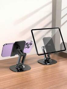 360-Degree Rotating Mobile Phone Stand, Desktop Carbon Steel Base, Desk For Dormitory, Flat Panel, Foldable, Portable, Suitable For Online Classes And Binge-Watching TV Series, Universal Use. - multicolor - View 11