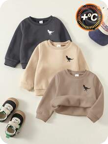 SHEIN 男嬰秋冬休閒恐龍印花保暖衛衣 - 彩色 - 查看 4