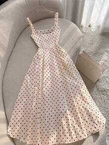 Resyla Women's French Vintage Polka Dot Beach Vacation Spaghetti Strap Maxi Dress - Multicolor - View 2