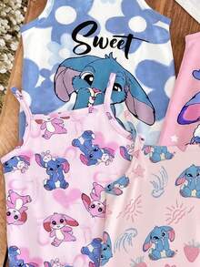 Baby Girl Casual Cute Cartoon Pattern Suspender Romper Suitable For Spring And Summer Home White - Multicolor - View 7