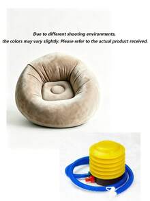 1pc Soft Flocked Inflatable Sofa, Single Folding Lazy Sofa For Home Bedroom - Multicolor - View 11