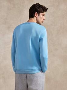 Courvante Tennis Men Letter Print Round Neck Casual Versatile Long Sleeve Sweatshirt, Fall - Baby Blue - View 3