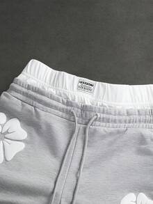 SLATEMANN Men's Double Waistband Drawstring Embossed Casual Shorts - Grey - View 4