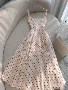 Resyla Women's French Vintage Polka Dot Beach Vacation Spaghetti Strap Maxi Dress - Multicolor - View 1