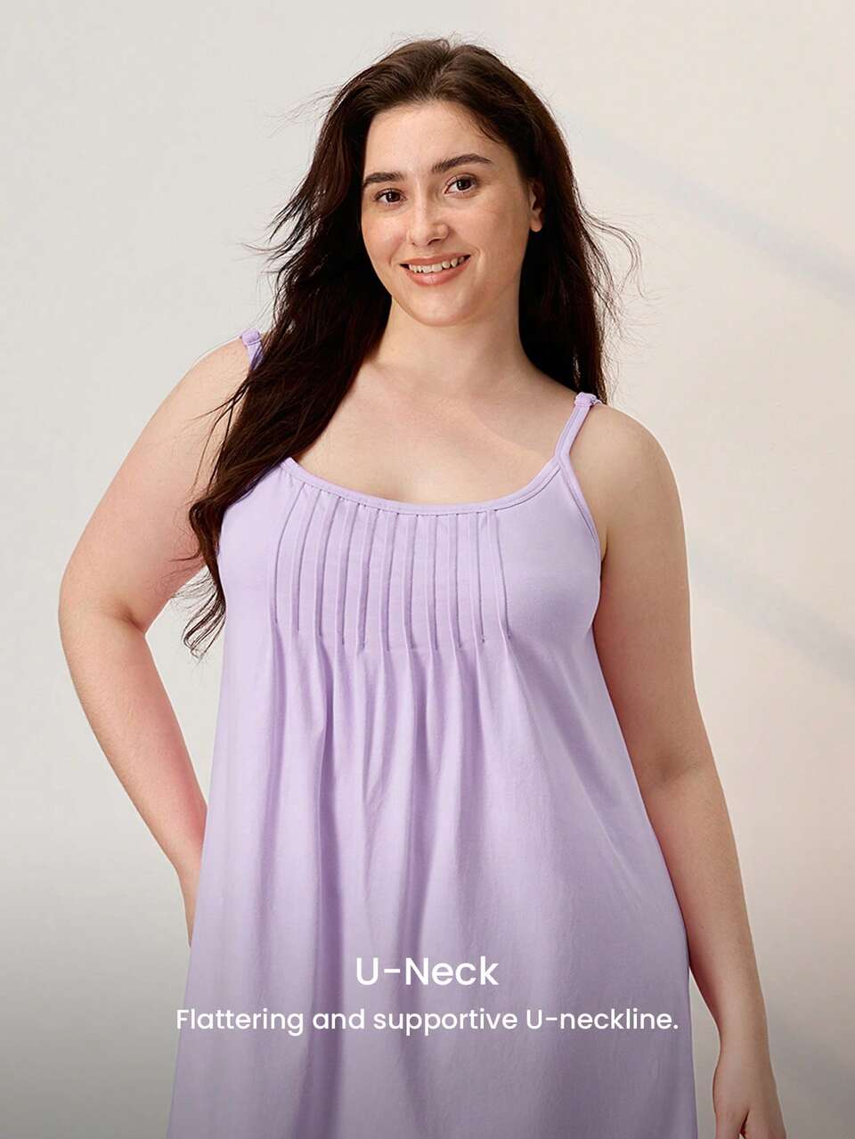 Plus Size Gentle Cotton Pleated Camisole Design Sleep Dress