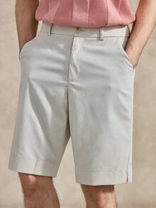 Courvante Men's Solid Color Casual Shorts With Pockets And Belt Loops - Light Grey - View 5