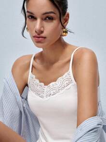 Softvol 2pcs Women Lace Floral Cami Tank Top Undergarments, Versatile Outerwear - Multicolor - View 10