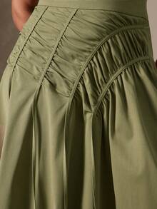 Vixey Lightweight Woven Gathered High Waist Skirt, Resort Wear, Beach To Dinner, Resort Chic, Vacation Ready, Cruise , Vacation - Green - View 2