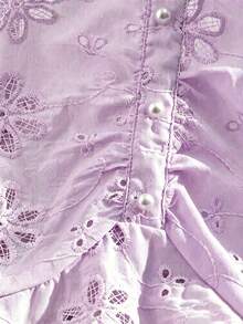 GlowEve 女款刺繡布料鏤空度假襯衫 - 淡紫色 - 查看 3