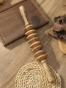 Haus Hana 6 Styles Natural Wooden Massage Roller For Back, Shoulder, Waist And Leg Relief - Helps Improve Blood Circulation And Relieve Muscle Fatigue, Yoga/Massage Tool - Section A - View 8