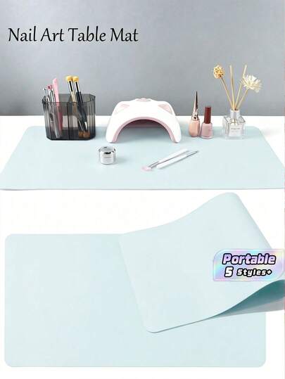 Waterproof And Durable Nail Art Table Mat, Made Of Waterproof And Soft PU Leather, Designed For Studio Tabletops And Foldable Nail Art Armrests. Ideal For Nail Artists In Salons And For Home Use.