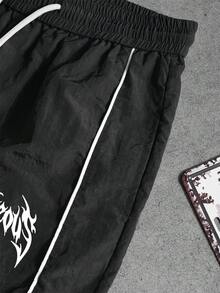 Sport MetroGents 男士火焰印花運動長褲，健身房適用 - 黑色 - 查看 5