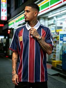 Gritte Field Men's Striped Raglan Short Sleeve Sports Polo T-Shirt - Multicolor - View 5