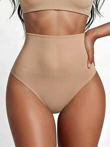 SHAPORA Bragas faja unicolor de talle alto - Albaricoque - Ver 3