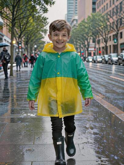 Impermeable Infantil Bicolor expandible para guardar la mochila