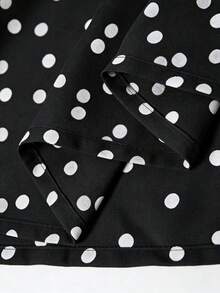 GlowEve 女款波點圖案荷葉邊方領收腰綁帶優雅洋裝，適合日常通勤、度假、正式晚宴/派對等多種場合 - 黑色 - 查看 8