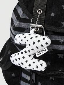 ROMWE Grunge Punk 大學風小貓裝飾設計多口袋條紋星星黑色後背包，時尚休閒中性大容量後背包，適合C - 星星條紋色 - 查看 5