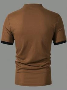 Manfinity Homme 男士夏季 Polo 衫，成熟休閒風 - 棕色 - 查看 2