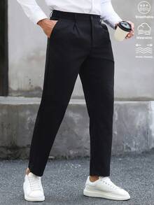 Manfinity Mode Men's Black Plus Size Wrinkle-Resistant Casual Fashion Dress Pants - Black - View 1