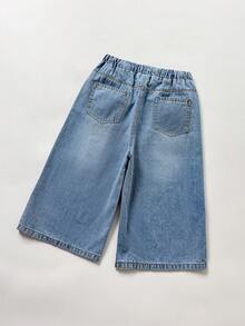 Celana Pendek Denim Hitam Bermotif Laba-laba Gaya Kasual Fashion Y2k Vintage Keren untuk Anak Laki-Laki Remaja, Cocok untuk Sehari-hari - Biru - View 2