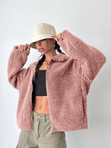 EURMUSE Women Regular Jacket, Long Sleeve, Fashionable For Autumn/Winter - Watermelon Pink - View 3