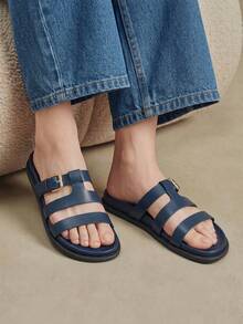 Solecia Men's Fashion Black Comfortable Flat Beach Sandals Men's - Blue - View 10
