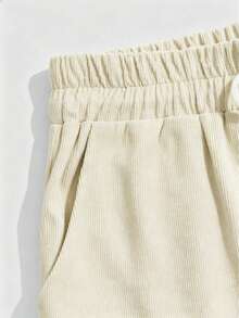 ROMWE MEN Men's Solid Color Drawstring Waist Casual Versatile Daily Shorts - Apricot - View 3