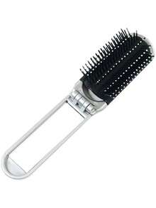 1pc Bright Surface Plating Silver Small Comb Paste Exquisite Rhinestone Shiny Texture Foldable Design Comes With Small Mirror Pocket Comb Compact Portable Bag Comb Unisex - Multicolor - View 6