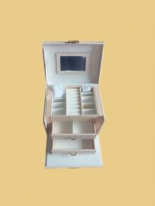 1pc Luxury PU Leather Drawer Style Jewelry Box With Mirror, Ring, Earring, Necklace Storage, Large Capacity Jewelry Gift Box For Girls, Christmas, Wedding, Summer, Room Decor - Multicolor - View 8