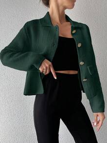 EURMUSE Women's Solid Color Single-Breasted Drop Shoulder Long Sleeve Knit Cardigan,Petite Cardigans,Cardigans - Green - View 7