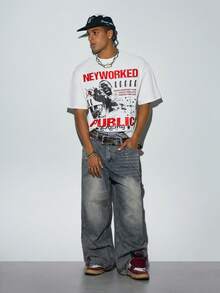 Modcrash Men's New Fashion Hip Hop Print T-Shirt - White - View 7