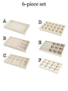 6/7/8/9pcs/Set Beige Jewelry Tray Set, Stackable Jewelry Storage Organizer, Velvet Jewelry Display Tray, Drawers Jewelry Box, Multi-Compartment Jewelry Storage Case, Large Capacity, Multi-Size, Removable, Suitable For Necklace, Earring, Ring, - Multicolor - View 20