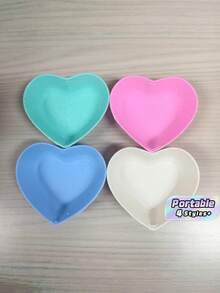 Heart Shaped Mini Sauce Plate - Dip Plate, Perfect For Sushi, Condiments, And Snacks, Plastic, Seasoning Plate, Cheese Sauce Cup, Fruit Snack Bowl, Creative Tomato Sauce Soak, Appetizer Plate, Kitchen Essential - Multicolor - View 1