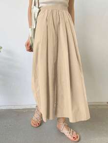DAZY Women Elastic Waist Fashion Loose Comfy Casual Street Mid-Length Pants Fall - Khaki - View 4