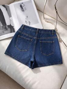 GlowEve Women's Summer Embroidered Denim Shorts - Dark Wash - View 2
