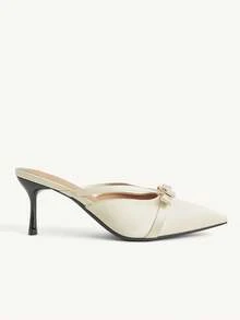 CUCCOO CHICEST Giày cao gót nữ đính nơ - Màu be - Xem 3