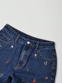 GlowEve Women's Summer Embroidered Denim Shorts - Dark Wash - View 5