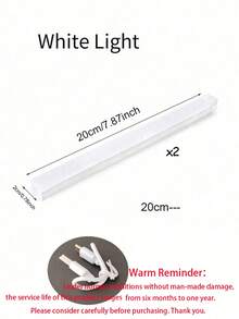 2pcs LED Motion Sensor Light ,Wireless LED Night Light ,Rechargeable Light Cabinet Wardrobe Lamp ,Staircase Backlight For Kitchen - White-2pcs - View 19