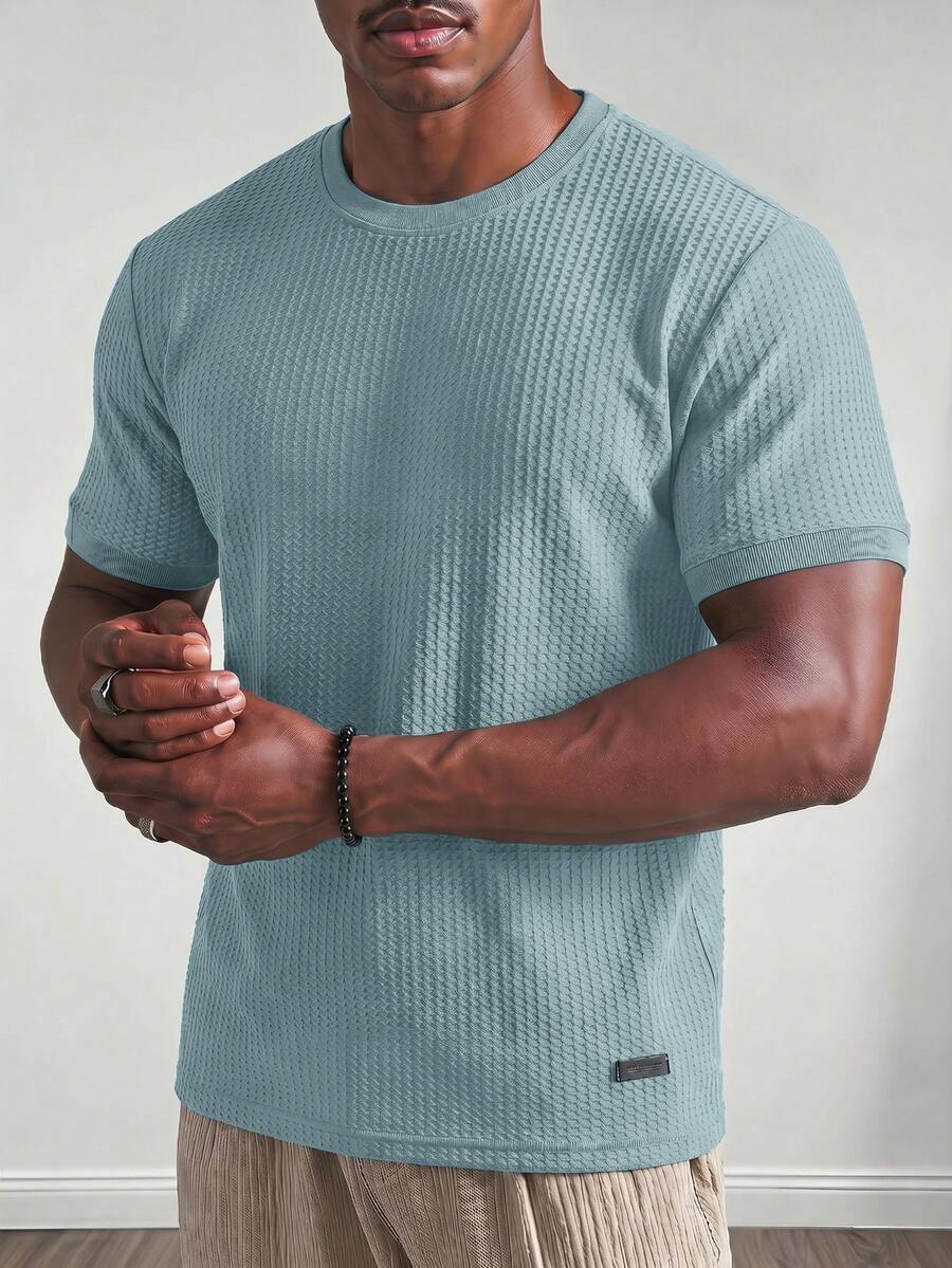 Manfinity BRENVOR Loose Fit Men's Solid Waffle Knit Tee - Green - View 1