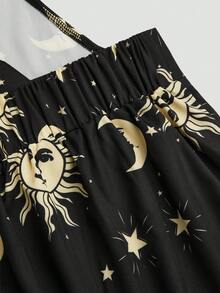 Sweetra Plus Size & Star Print Spaghetti Strap Jumpsuit - Multicolor - View 4