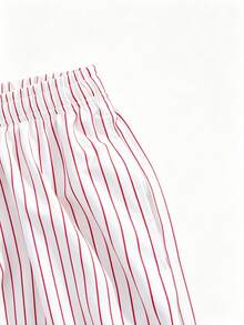 ROMWE MEN Men's Striped Drawstring Waist Casual Shorts - Red - View 5