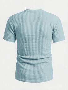 Manfinity BRENVOR Loose Fit Men's Solid Waffle Knit Tee - Green - View 3