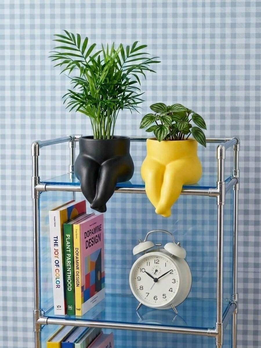 Joivida Creative Design Flower Pot, Modern Minimalist Human Buttocks Shaped Succulent Flower Pot, Dopamine Colored Home Decoration Indoor Flower Pot, Living Room, Bedroom, Office Desk, Windowsill, Unique Art Vase, Small Cactus And Vanilla Container, Cute Aesthetic Home Decoration, Home Foyer Decoration Ornaments, Holiday Birthday Gifts - multicolor - View 1