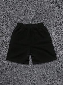 Manfinity LEGND Quần short nam phong cách tôn giáo Mỹ, họa tiết thiên thần vintage, in mài cũ phong cách vintage, các vị thánh và thiên thần, niềm tin, mặc hàng ngày - màu đen - Xem 6