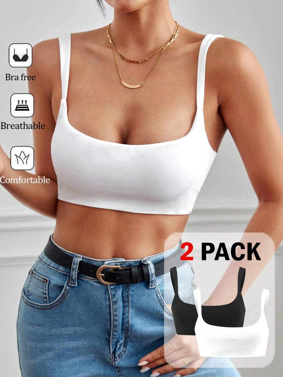 SHEIN EZwear 女款純色休閒百搭日常穿著上衣 - 彩色 - 查看 1